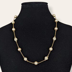 V. 90s Nolan Miller Faux Pearl & Rhinestone Necklace